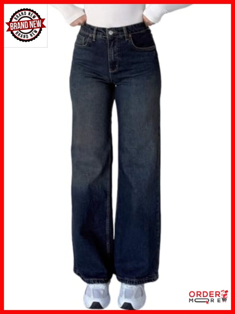 High Waist Wide Leg Straight Boyfriend Jeans